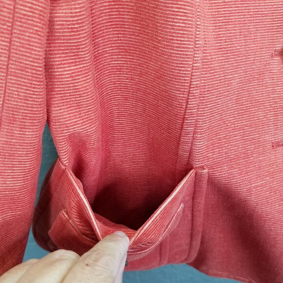 Akris Blazer Jacket Womens 8 Button Up Corduroy Crop Orange Coral Collared Camel - Picture 5 of 16